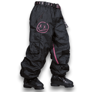 Slacker Baggy Snow Pant 2.0: Black/Pink