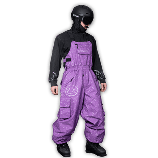 Slacker Baggy Snow Bib: Purple Dot