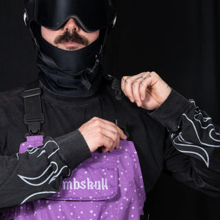 Slacker Baggy Snow Bib: Purple Dot