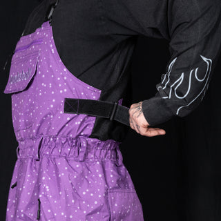 Slacker Baggy Snow Bib: Purple Dot