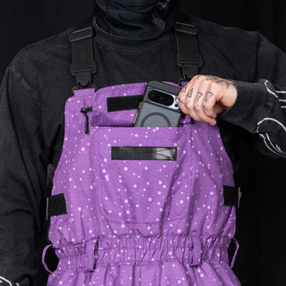 Slacker Baggy Snow Bib: Purple Dot