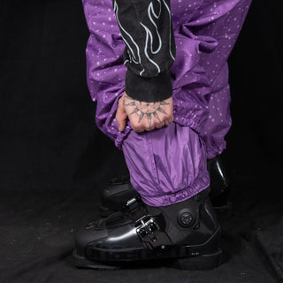 Slacker Baggy Snow Bib: Purple Dot