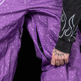 Slacker Baggy Snow Bib: Purple Dot