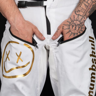 Menace Moto Pant 2.0: White/Gold