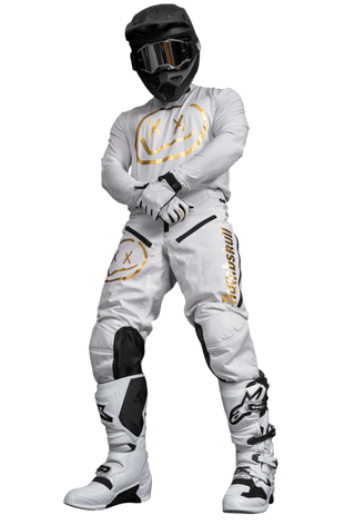 Menace Moto Pant 2.0: White/Gold