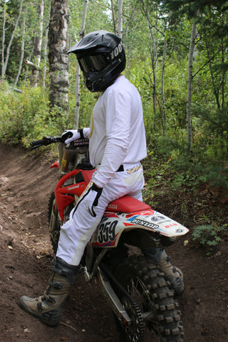 Menace Moto Pant 2.0: White/Gold